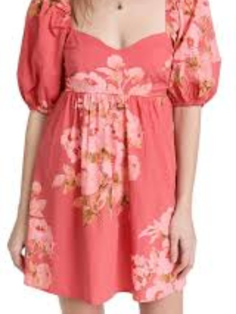 NEW Free People  Peony Floral Mini Dress Puff Short Sleeve   XL